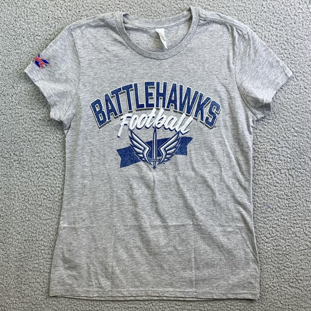 ST. LOUIS BATTLEHAWKS XFL Football Ladies Graphic Tee Shirt Gray Size XL NWT